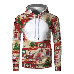 Herrtröjor Sweatshirts som säljer jul hoodie Custom Sublimation Heat Transfer Blank Christmas Hoodie 231220