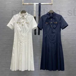 Vestidos casuais básicos designer de marca de luxo vestido mulheres longo banquete saia moda camisa vestido de manga curta vestidos de cintura alta roupas femininas americanas lc1c