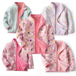 Jumping Meters Girls Outwears Fleece för Winter Autumn Baby Jackets rockar Flower Kids Jacket 231220