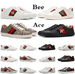 Designer ace tênis de couro baixo homens mulheres sapatos abelha cobra bordado listras vintage sapato casual 35-46