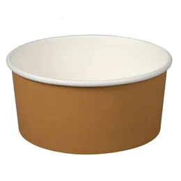Disposable Take Out Containers 10 PCS Kraft light food paper bowl salad bowl thickened disposable bowl wholesale round with lid fast food takeaway packing 231219