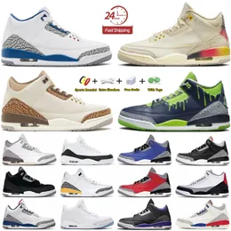 3 3S Mens Basketball Shoes Hugo Fear Unc Palomino Pine Green Fire Blue Fire Red Black Cat Lucky Off Nior Pure White Men Women Trainers Sports Shoilds 36-47