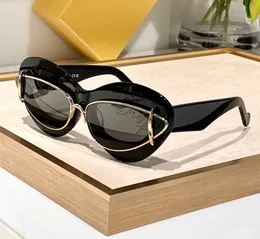 Массивные солнцезащитные очки «кошачий глаз», золотисто-черная оправа, женские дизайнерские солнцезащитные очки, солнцезащитные очки Sunnies Gafas de sol UV400, очки с коробкой