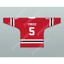 Custom Yorkie 5 Letterkenny Red Alternate Hockey Jersey New Top Stitched S-M-L-XL-XXL-4XL-5XL-6XL