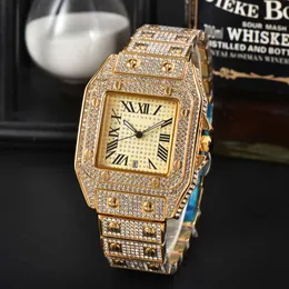 Top luxury classic designer watch top carti's Square watch full of stars steel band with diamond inlay men's Roman scale full of stars fashionable quartz