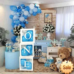 Bebek Duş Dekorasyon Şeffaf Adı Balon Kutusu Frist 1. Doğum Günü Erkek Kız Partisi Babyshower Cinsiyet Vaftiz Dekoru Partisi Tatil malzemeleri lehine