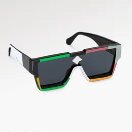 Hochwertige Cyclone-Masken-Sonnenbrille für Herren, luxuriöses Kristallmuster, dekorativer Spiegel, mehrfarbig bedruckte UV400-beständige Brille mit Schutzhülle Z2031E