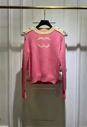 Suéteres femininos 2023 designers europeus projetam suéter de caxemira rosa contraste yt5512