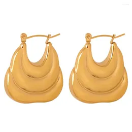 Hoop Earrings 2024 Design Stainless Steel Real Gold Plated Statement Earring Tarnish Free Women Jewelry