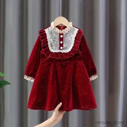 Abiti da ragazza inverno Autumn Girls Dresses Wine Red Velvet Abiti per bambini per ragazze Abiti per bambini Abiti per adolescenti Abiti casual 4-14 anni