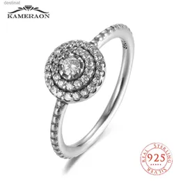 Anel solitário Kameraon Real 925 prata esterlina original redondo diamante pedra anéis de casamento para mulheres casamento noivado joias finas 2022 novoL231220