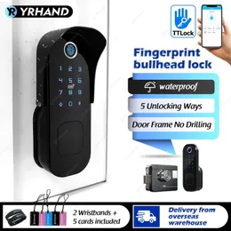 Door Locks Tuya Fingerprint Lock Waterproof Outdoor Gate Bluetooth TT Wifi Passcode IC Card Keyless Enter Electronic 231219