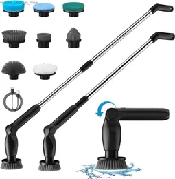 Cleaning Brushes Electric Spin Scrubber Cordless Cleaning Brush Set with 2 Speeds Adjustable Extension Arm for Bathroom Tub Tile Floor Q231220