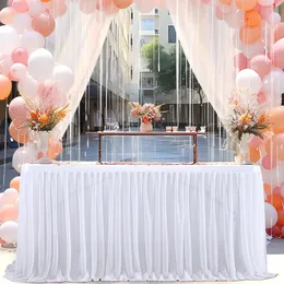 6 9ft festbord kjol födelsedag veckad dessert bordduk täcker bröllop festlig kjol baby shower hem dekor 231220