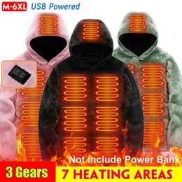 Męskie bluzy bluzy mężczyźni kobiety podgrzewana kurtka Zimowa podgrzewana odzież USB Electric Heated Hoodies Zatrzymuj ciepłe koszule turystyczne Roseging Geeged Camitle 231220