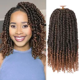 Pre-Twisted Passion Twist Hair Extensions Ombre Brown Pre-Looped Passion Twists Braiding Synthetic Hair for Women