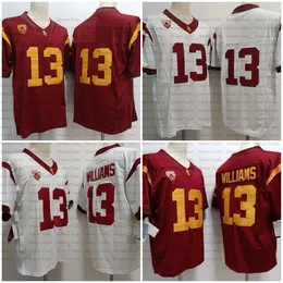 Mens College USC Trojan 13 Caleb Williams Football Jerseys Red White Bez nazwy koszulki koszule