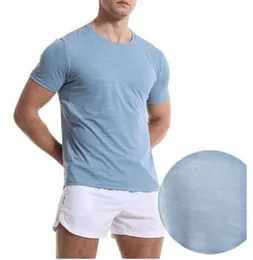 Lulu Designer Mangas Curtas Verão Lazer Correndo Roupas de Treinamento Fiess Tops Masculinos Camiseta Secagem Rápida Respirável Manga Solta Alta Elasticidade Novo 6644ESS