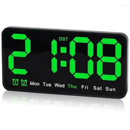 Relojes de pared Reloj digital Alarma LED de 9,5 pulgadas con dígitos grandes DST Dual para sala de estar Dormitorios Decoración de aula Fácil instalación