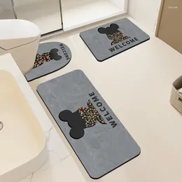 Tapetes de banho macio diatomite tapete absorvente banheiro em forma de u toalete antiderrapante pé fino piso de cozinha para corredor banheira chuveiro