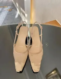 Moda feminina meninas sandálias slingback bomba Aria sapatos slingback são apresentados em malha preta com cristais cintilantes