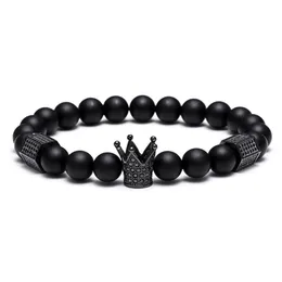 Strands de calavera negra Men Pulsera de acero de titanio 8 mm Natural de piedra de piedra ónix Joya Joya Fashion Día de San Valentín Holid237r