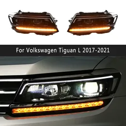 Per VW Tiguan Gruppo faro a LED 17-21 DRL Luce di marcia diurna Streamer Indicatori di direzione Angel Eye Lampada anteriore Fascio abbagliante