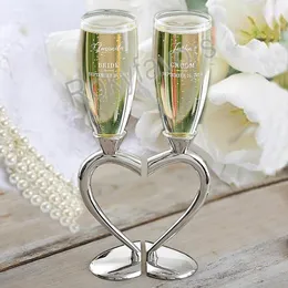 Set of 2PCS Personalized Split Heart Toasting Flutes Champagne Glasses Wedding Gift Party Event Favors Anniversary Birthday Table Decor Supplies