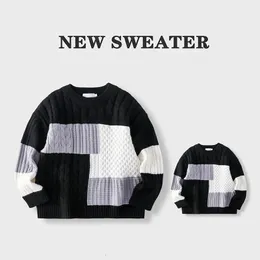 Família camisola de malha pulôver coreano moda inverno roupas infantis pai mãe e filho combinando malha jumper 231220