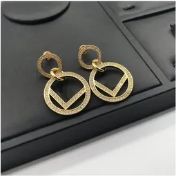 Dangle Chandelier Hoops Diamond Earrings Fashion Luxury Letter F Designer Jewelry Women For Women Gift Earring
