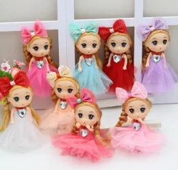 Wearing dress rubber head doll Keychain pendants cute Princess Key Ring Ornament Purse Charm Children Kids Gift fashion baby dolls 12cm ZZ