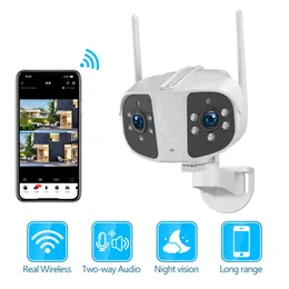 4K WIFI Security IP Camera Outdoor Fixed 180° Wide Angle Panorama Cam Video Waterproof Surveillance 6MP Dual Lens Camera Mini CCTV