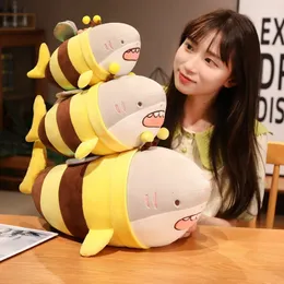 28-60cm Funny Shark Bee Plush Toy Stuffed Soft Shark Bee Doll Throw Pillow Cushion Toys Birthday Christmas Gift 231220