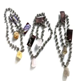21SS Fashion Jewelry RAF Simons Högkvalitativ naturlig kristallhänge Thorn Halsband Lärben Kedja Personliga herrar och W263Y