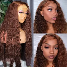 Human Hair 4X4 Lace Closure Wigs for Women Wholesale Brazilian Kinky Curly Body Water Deep Wave 180% Density 13X4 Frontal Wig