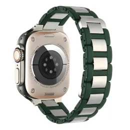 Rostfritt stål magnetiskt klocka Strap Metal Rubber Armband för Apple Watch Bands 9 Ultra 7 8 6 5 4 3 Watchband Iwatch 45mm 44mm 49mm 40mm 42mm 41mm 38mm armband