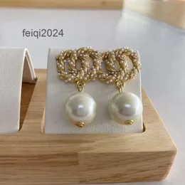 Golden Small Pearl Channel Pearl Diamond Drop Gold Designer for Woman Fashion Brand Sier Wedding Pocanty z Never Fade