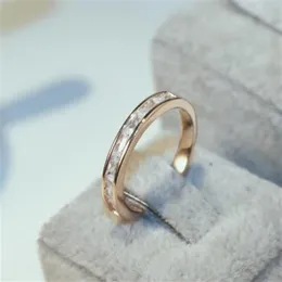 Anillo chapado en oro rosa de 18 quilates, anillos de circonita cúbica a la moda para mujer, joyería de disfraz para fiesta de boda, novia, 205t