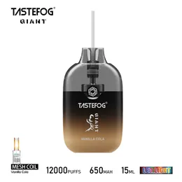 Cena hurtowa 12000 Puff Ujeżdżalnia Vaporyzator Vaporyzator Tastefog Giant 2% E-Carette Puffs 12K 650 mAh Bateria 12Flavors 12Flavors