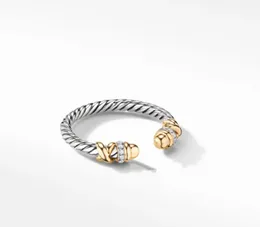 인기있는 디자이너 패션 실버 보석 Dy 트위스트 Two Tone Ring Women 's Luxury Diamond Retro Bracelet Earrings Wedding Gift Box Ring