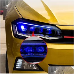 Faróis de carro Farol de carro LED Conjunto de lâmpada de cabeça para VW Acessórios de iluminação frontal Luzes diurnas Streamer dinâmico Turn Sig Dh4Ih