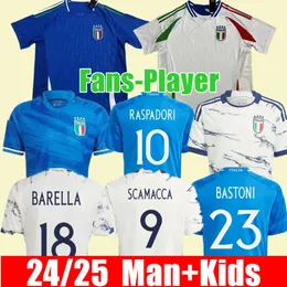 Ny 2024 2025 Hem Bov Italien Soccer Jerseys Player Version Maglie Da Calcio Pellegrini Chiesa Barella Italia 23 24 Fotbollströjor Set Kit Training Uniform