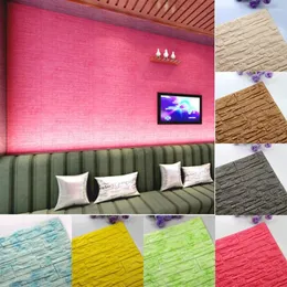 Adesivos de parede diy 3d tijolo pe espuma painéis de papel de parede quarto decalque pedra decoração em relevo mural decoração de casa decorações 71