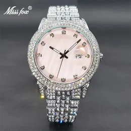 Orologi da polso relogio femminino missfox elegante orologio rosa diamante bling per donne lussuoso abito per composizione perle di lusso e unici orologi caduta 231220