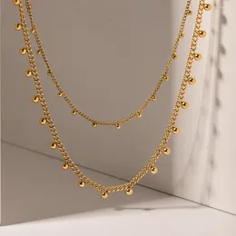 Chains Minar Temperament Round Ball Beans Strand Necklaces For Women 18K Gold PVD Plated Stainless Steel Non Tarnish Chokers