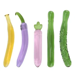 Anal Toys Eggplant Dildos Sex for Men Women Banana Dildo Artificial penis Fruit Vegetable Plug Glass Beads Butt 231219