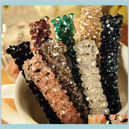 Presilhas de cristal quatro fileiras primavera hairpin super brilhante artesanal frisado grampos de cabelo 6 cores mulheres inteiras jóias entrega de gota 2296n