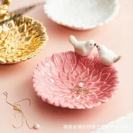 Skålar nordiska instagram stil smycken förvaringsfack display stand härliga fåglar keramiska tillbehör dekoration dim sum platta