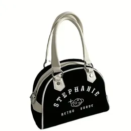 Bolsa vintage com alça superior Boston Bolsa retrô de boliche feminina sacola americana vintage bolsa de beisebol medieval premium sensação doce legal bolsa crossbody de ombro único