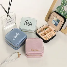 Caixas de jóias Personalize a caixa de jóias de veludo de veludo personalizada pequena viagem portátil Organizador Casos de jóias de armazenamento Caso de jóias BRIED 231219